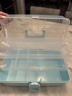 Blue Plastic Storage Organizer Box with Handle